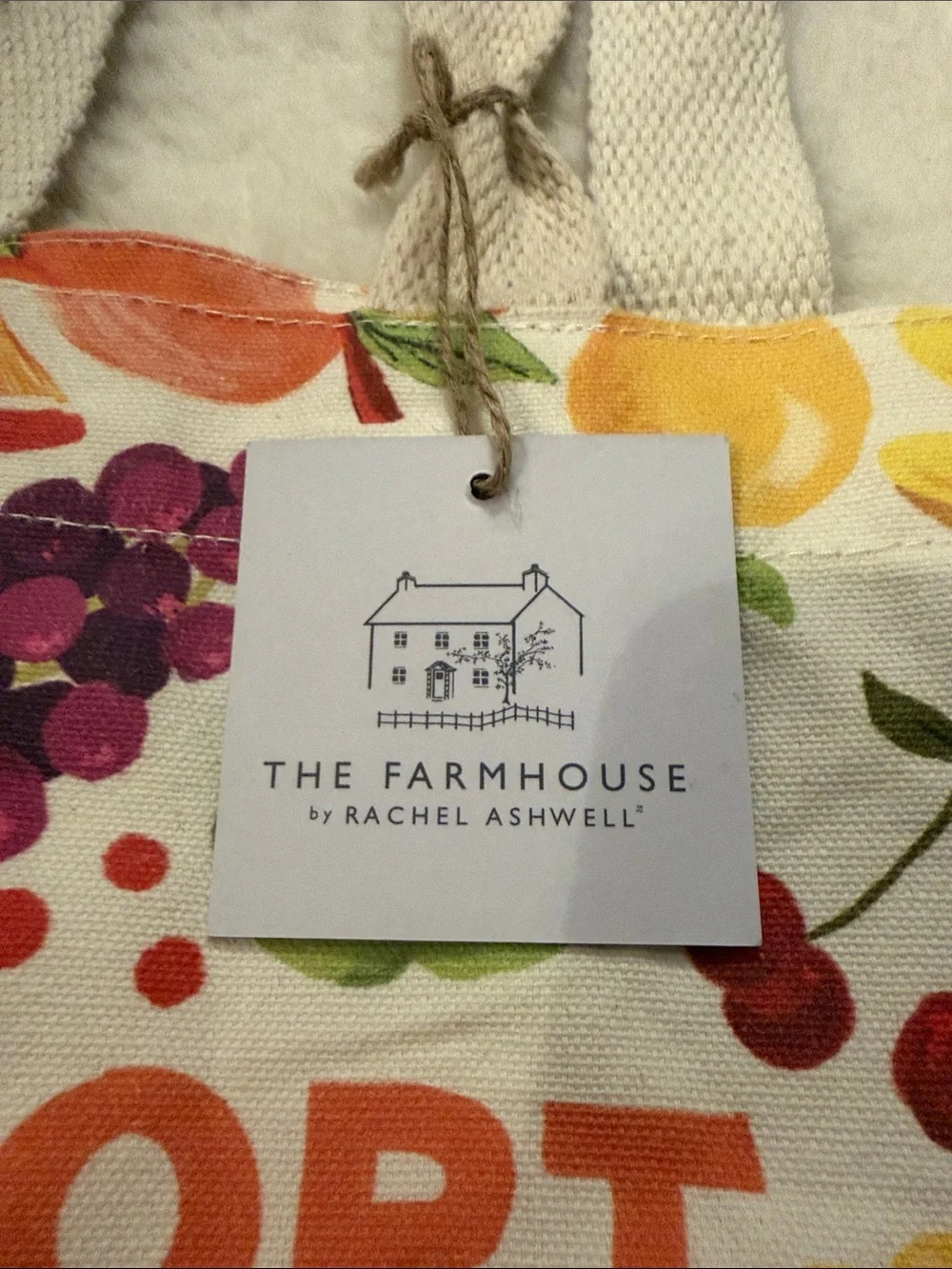 NWT, Support Local Farms Fruit Print Canvas Tote